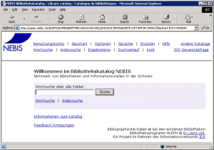 Screenshot of a Library Catalogue